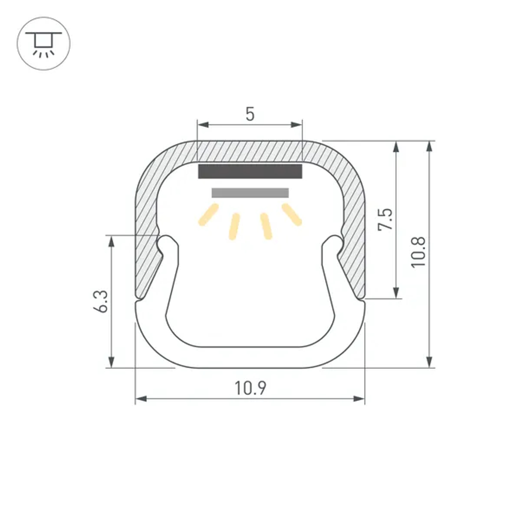 Профиль LINE-D-1111-2000 SQUARE ANOD (Arlight, Алюминий) 061084