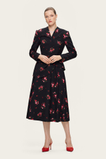 Черная юбка-миди с цветочным принтом "Бланш"