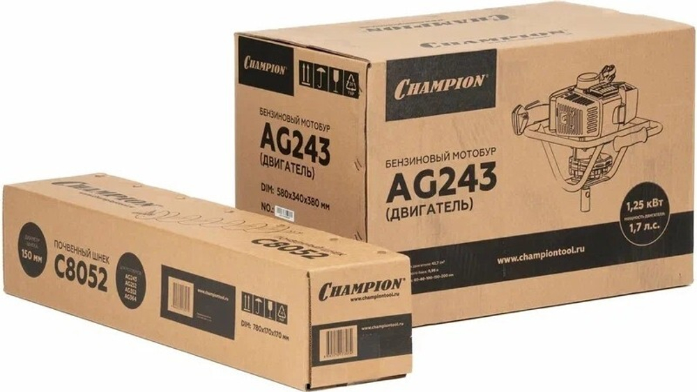 Бензобур CHAMPION AG243 со шнеком