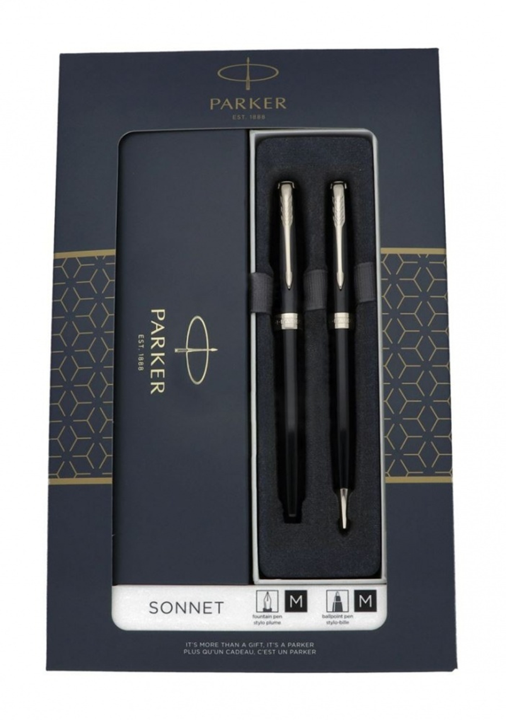 Набор из двух ручек  Parker SONNET BLACK CT ручка роллер и шариковая ручка