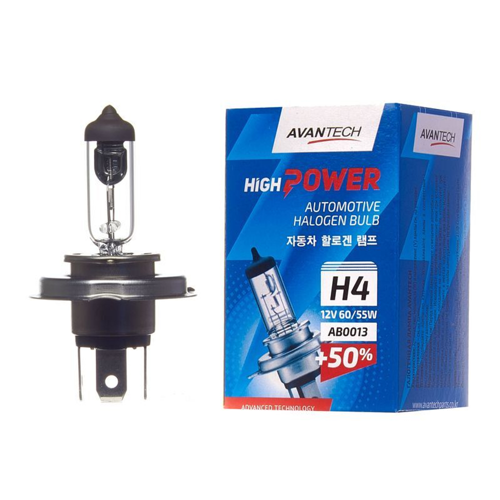 Лампа головного света Avantech H4 (HB2) 12V 60/55W AB0013