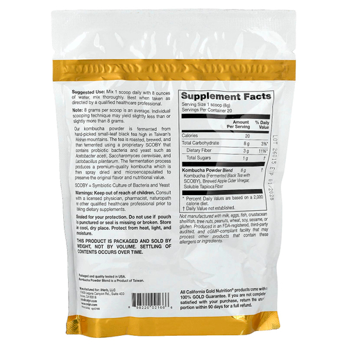 California Gold Nutrition, Superfoods, комбуча в порошке, без добавок, 160 г (5,64 унции)