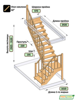Лестница на второй этаж К-032м Левая