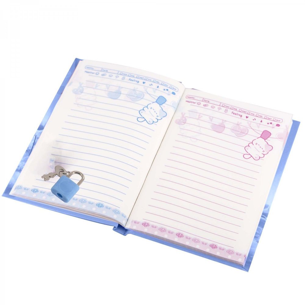 Блокнот в футляре, 14,5 см * 20,5 см, 7БЦ, Alingar, ламинация, замочек, вн.блок с дизайном, в линию, 45 л., "Сиреневая планета"