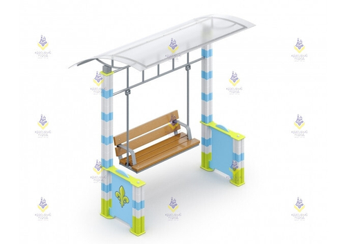 Качели-диван с навесом из кубиков