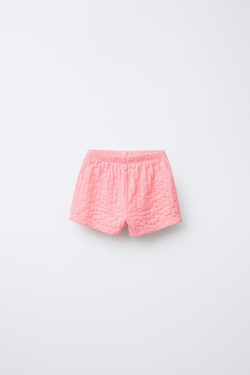 ZARA ШОРТЫ ИЗ РЕЛЬЕФНОЙ ТКАНИ, РОЗОВАТЫЙ