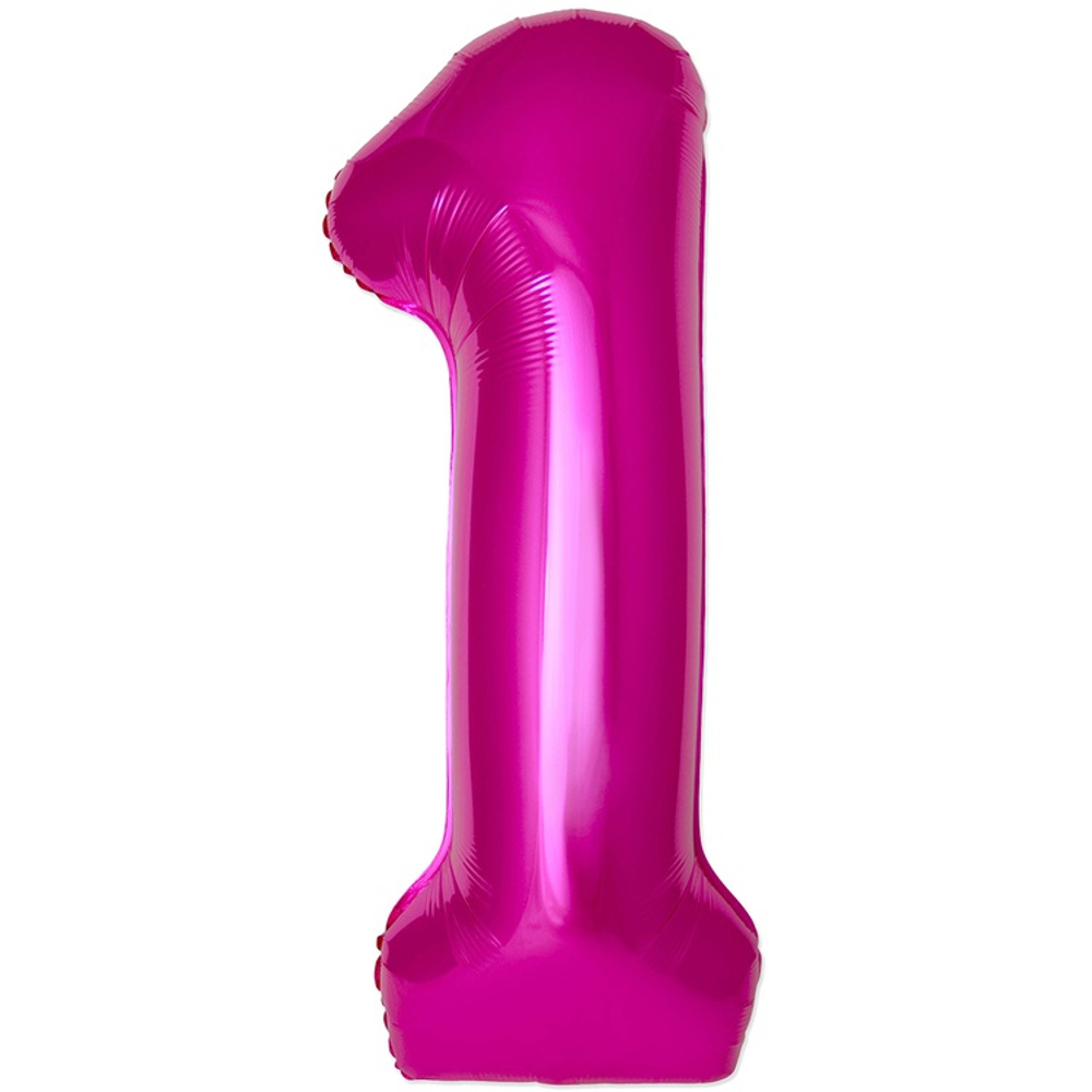 Шар фольгированный Цифра 1 101 см (Фуксия)
