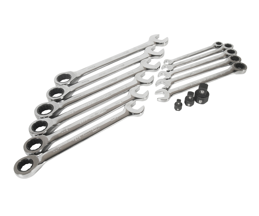 Набор ключей рожково-накидных трещоточных 14 предметов в кейсе JTC