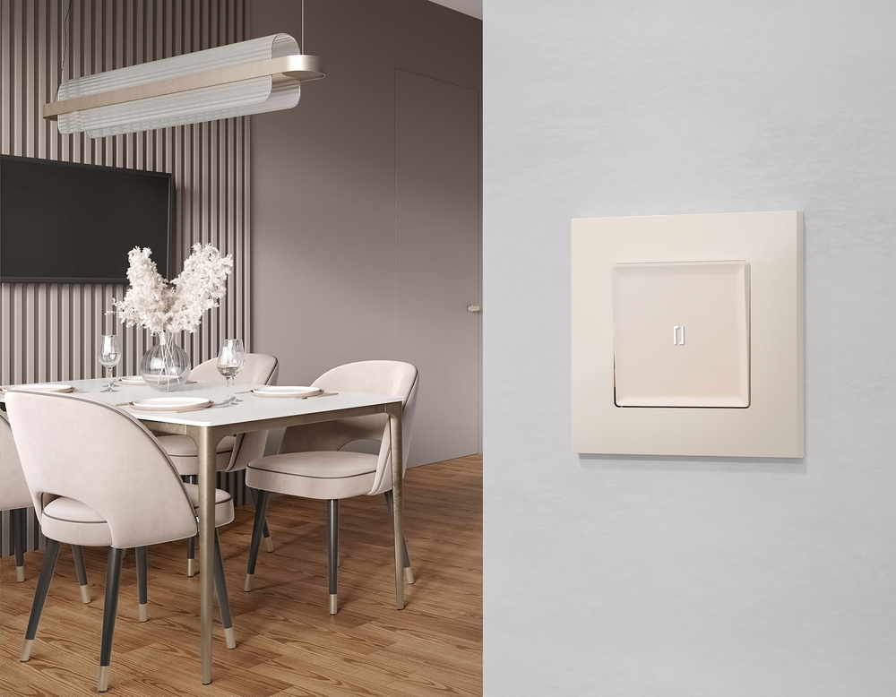 MA322015 Комплект механизма 1-кл выключателя с подсветкой 5600K ALFA Бежевый матовый QUANT (AP3220, VM101, G14W)