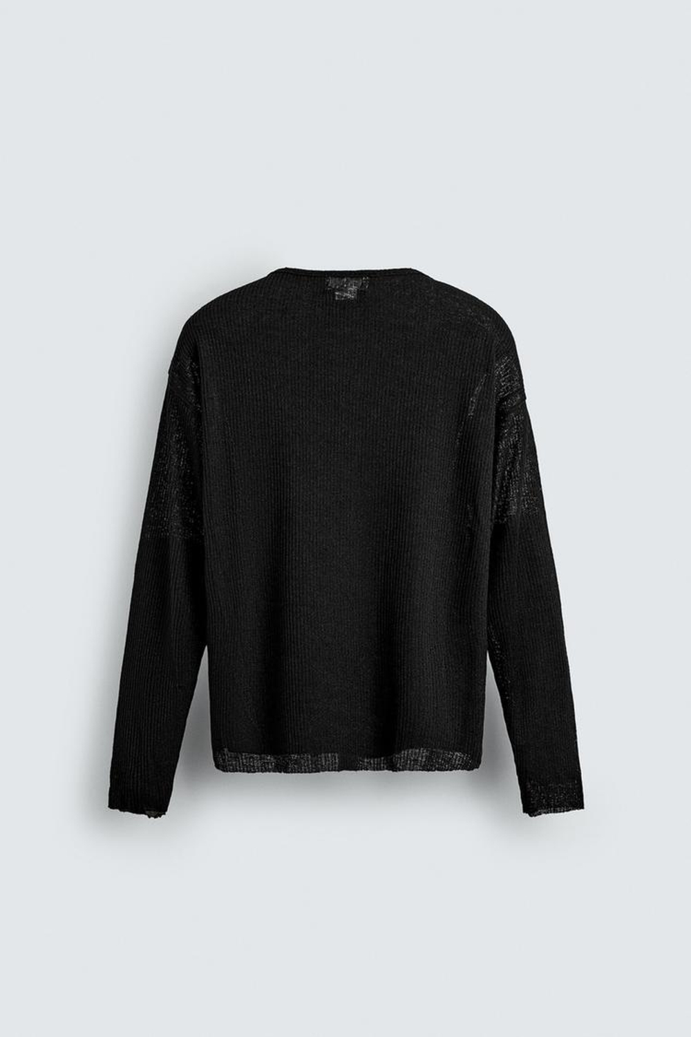 ZARA ТРИКОТАЖНАЯ ФУТБОЛКА С ВОРОТНИКОМ НА ПУГОВИЦАХ, ЧЕРНЫЙ