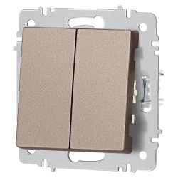 Переключатель Intro Accent 6-107-08 двойной, 10А-250В, IP20, СУ, AL/CU, бронза