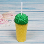 Стакан пластиковый 400мл «Ананас» с трубочкой