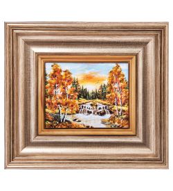 AMB-04/ 3 Картина «Бурная река» (с янтарной крошкой) H-18см