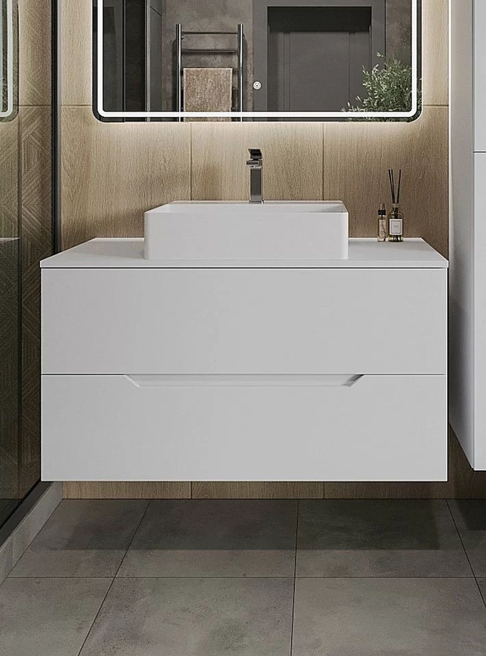 Тумба с раковиной Orange Line 100 Li-100TuwMDF+B04-500W белый