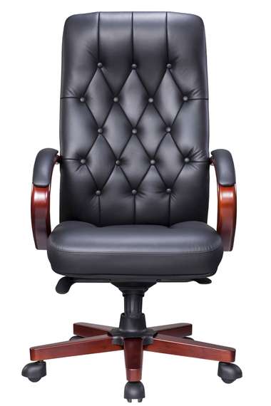Стул руководителя Everprof Monaco Wood Кожаный Черный