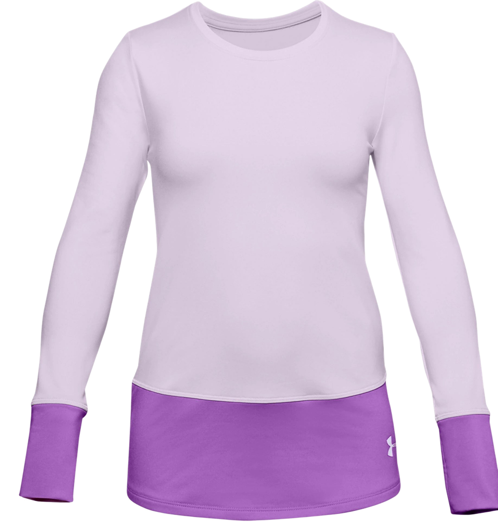 Футболка для девочки теннисная Under Armour ColdGear Long Sleeve Crew - crystal lilac