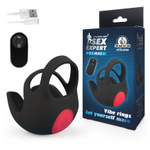 Черная вибронасадка на пенис и мошонку Sex Expert (Цвет: черный)