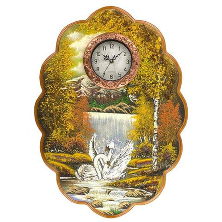 Часы с картиной "Лебеди у водопада" 480х660 мм 2000 гр. R119555