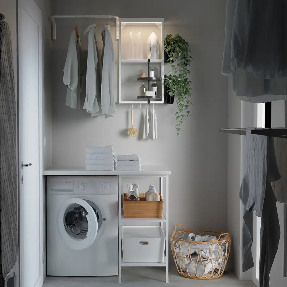 Комбинация для ванной - IKEA ENHET, 101.5х63.5х222 см, белый, ЭНХЕТ ИКЕА
