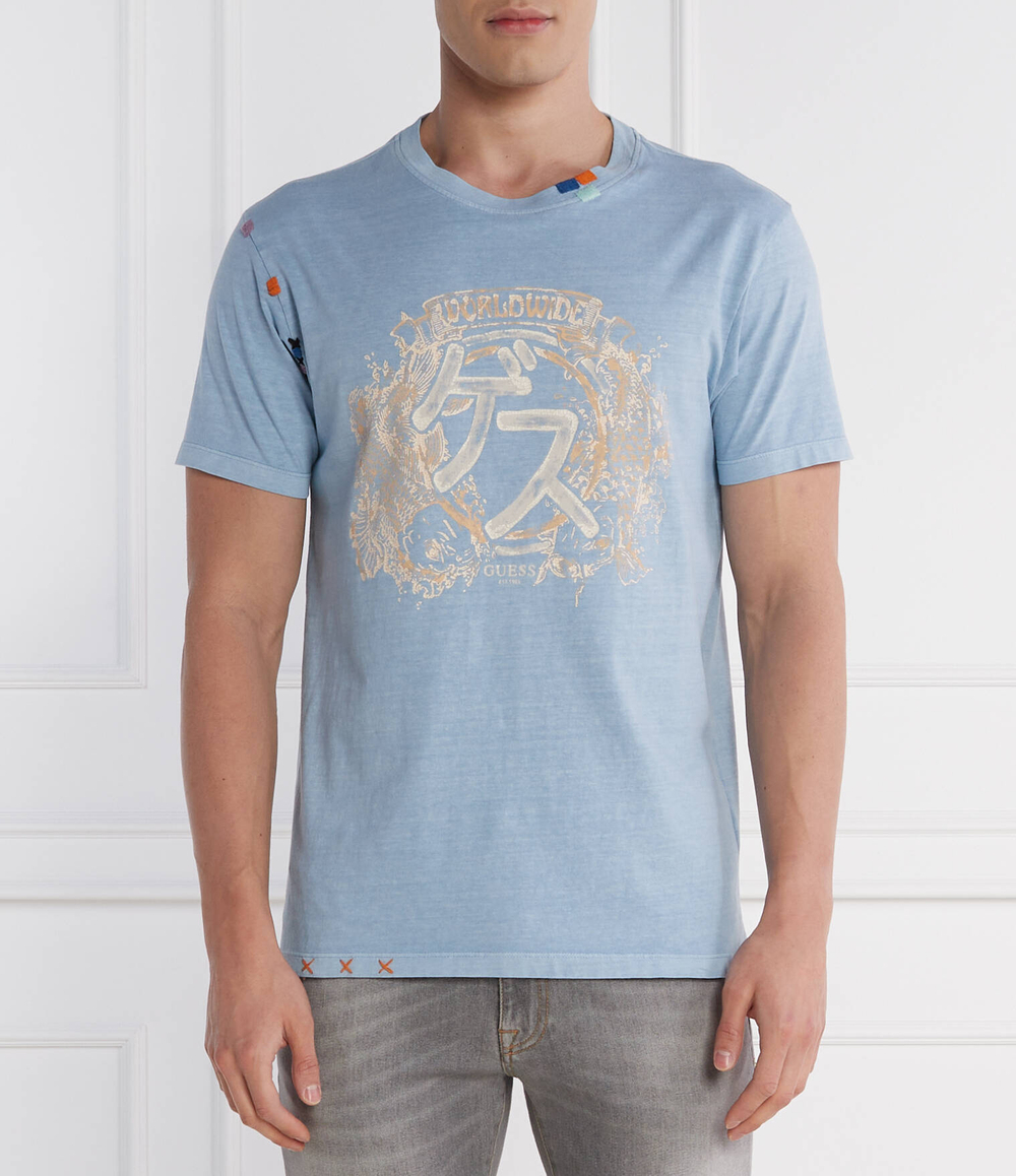 Футболка JAPANESE IDEOG GUESS - голубой(M4GI22 K8FQ4)
