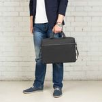 Сумка портфель BRAUBERG PRACTICAL с отделением для ноутбука 15,6", Grey line, черная, 29х40х7 см, 272604