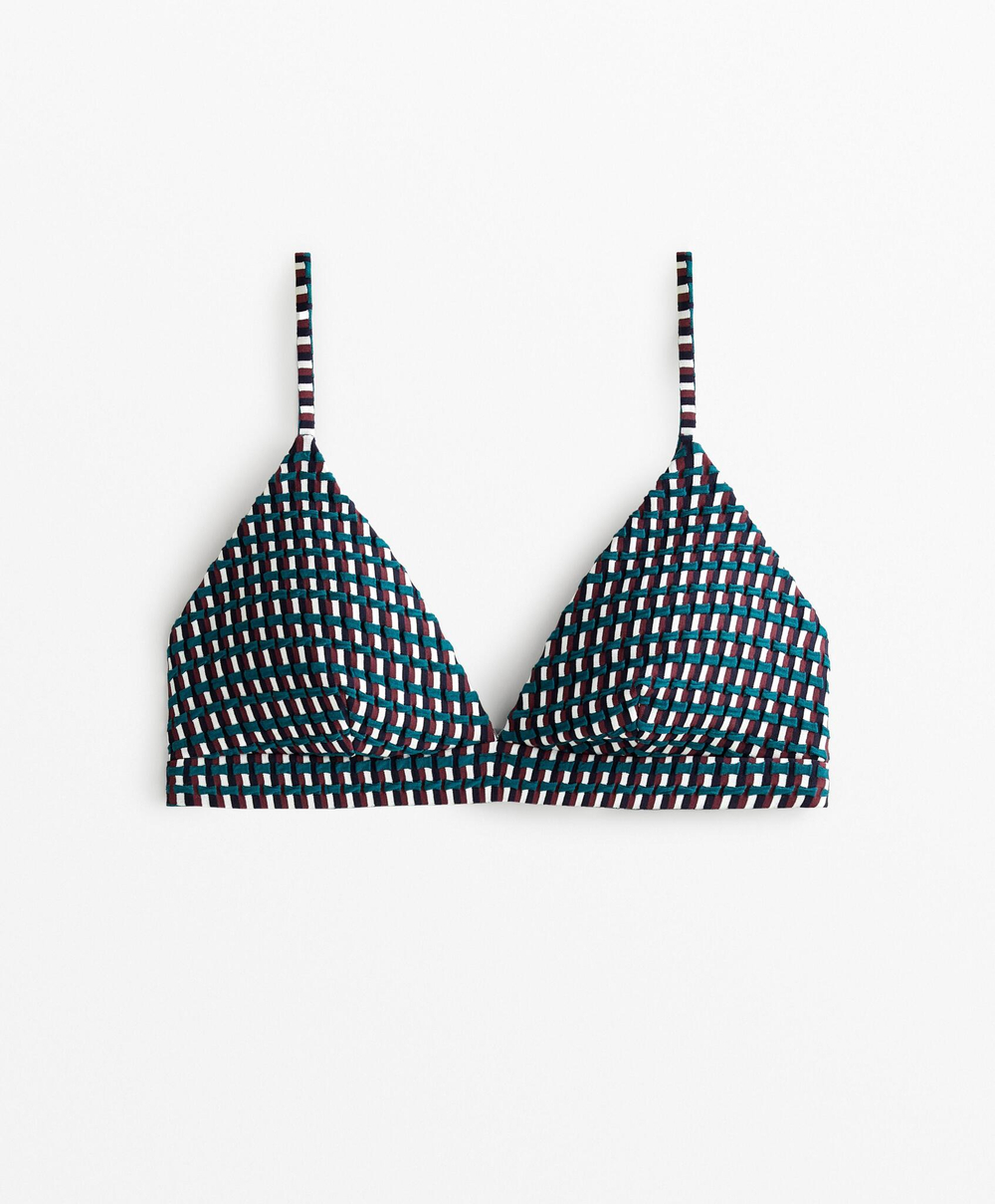 OYSHO Трёхцветный жаккардовый треугольный топ для бикини, зеленый