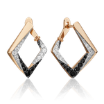 Серьги с английским замком из красного золота с фианитами