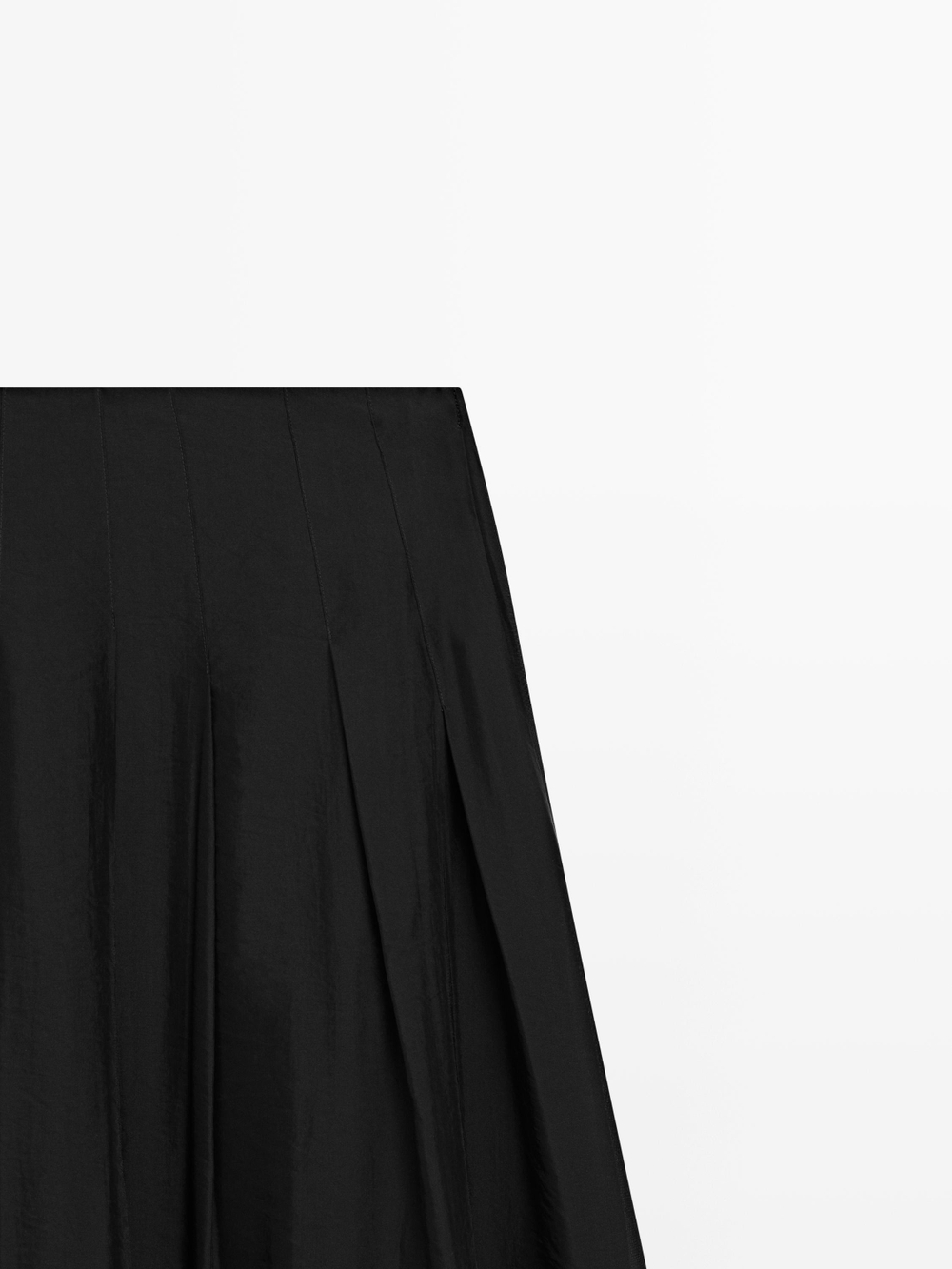 Massimo Dutti Струящаяся юбка миди со складками, черный