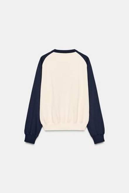ZARA ТОЛСТОВКА В СТИЛЕ ПРЕППИ, МОРСКОЙ СИНИЙ