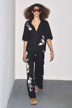 ZARA БРЮКИ С ВЫШИВКОЙ И БИСЕРОМ — ZW COLLECTION, ЧЕРНЫЙ/БЕЛЫЙ