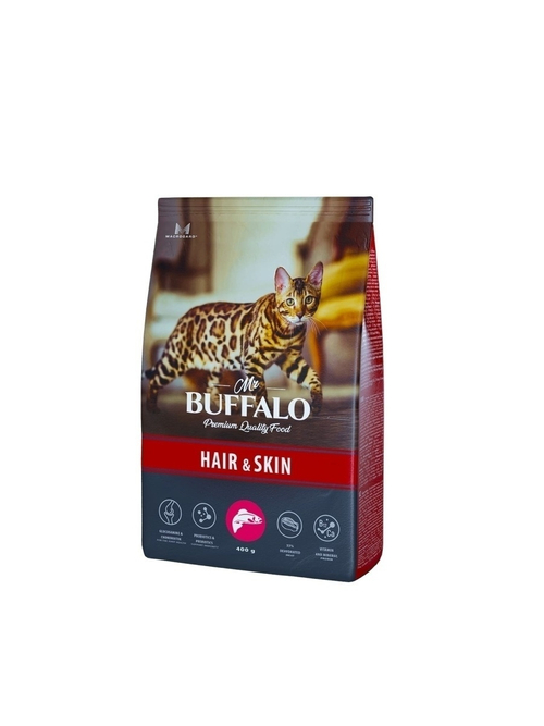 Сухой корм Mr. Buffalo Hair & Skin для здоровой кожи и шерсти кошек, лосось, 400 г