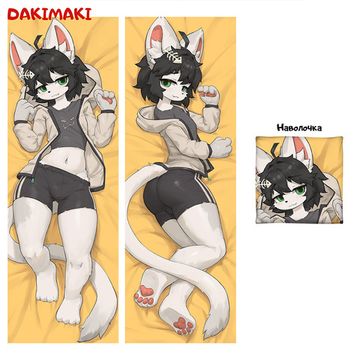 Дакимакура фурри Белый кот арт. 1205