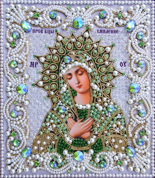 ЖС-2-ЗЗ Набор для вышивания хрустальными камнями Богородица Умиление (зеленый)
