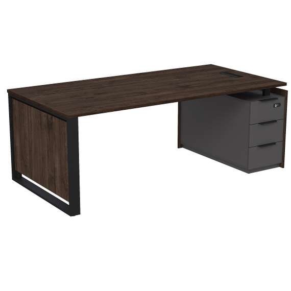 15СОЛУ-КЗ-ШД.2010 Стол рабочий с люч, на опорной угл тумбе, с ящ, с код замком (2060*1030*750)