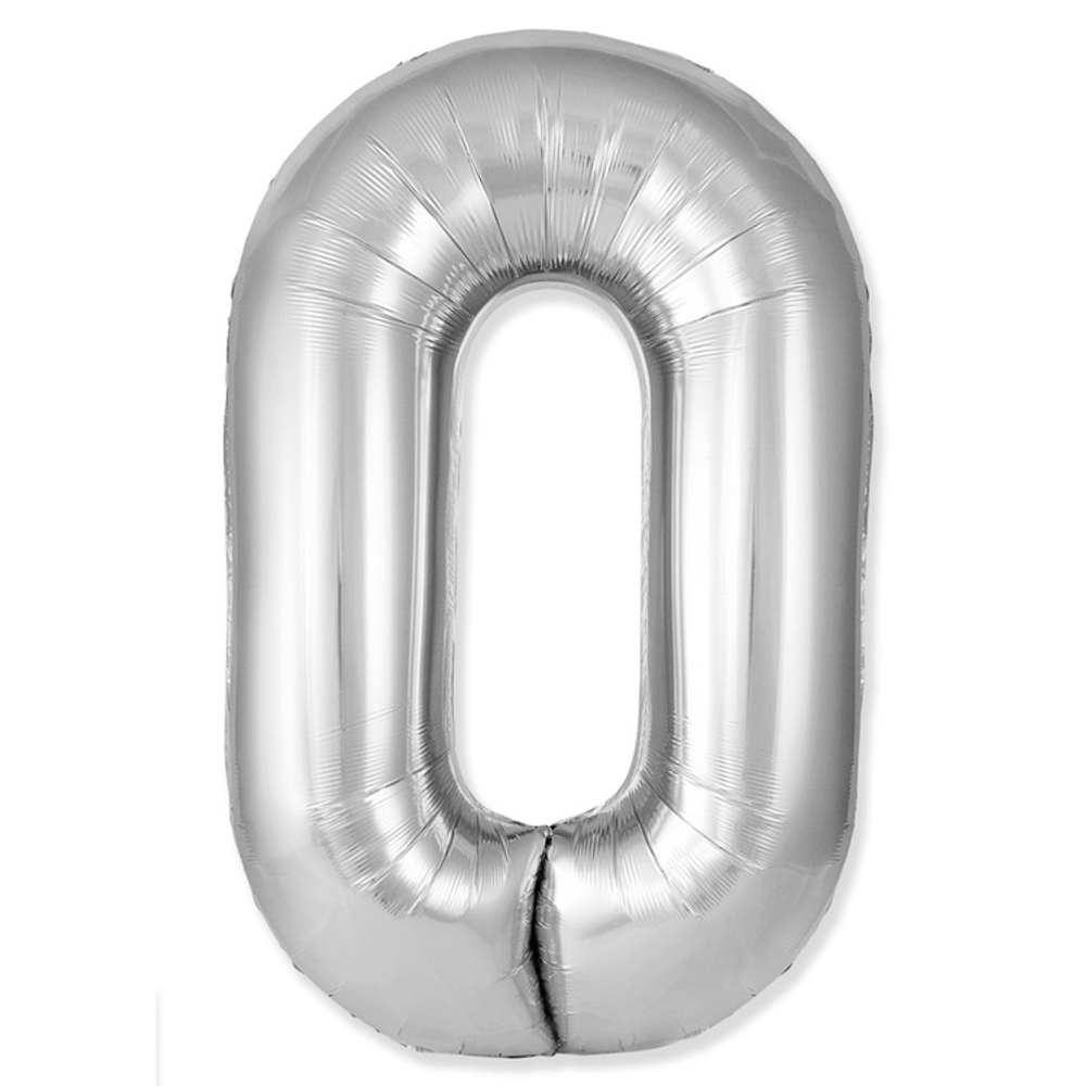 Шар фольгированный Цифра 0 101 см (Серебряный)