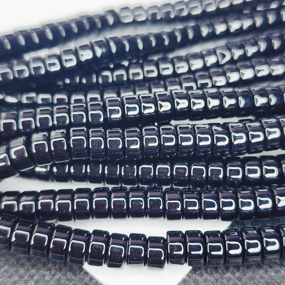 Бусины шайбы, рондель, черный, лэмпворк, стекло, р-р 6мм, цена за набор 10 шт