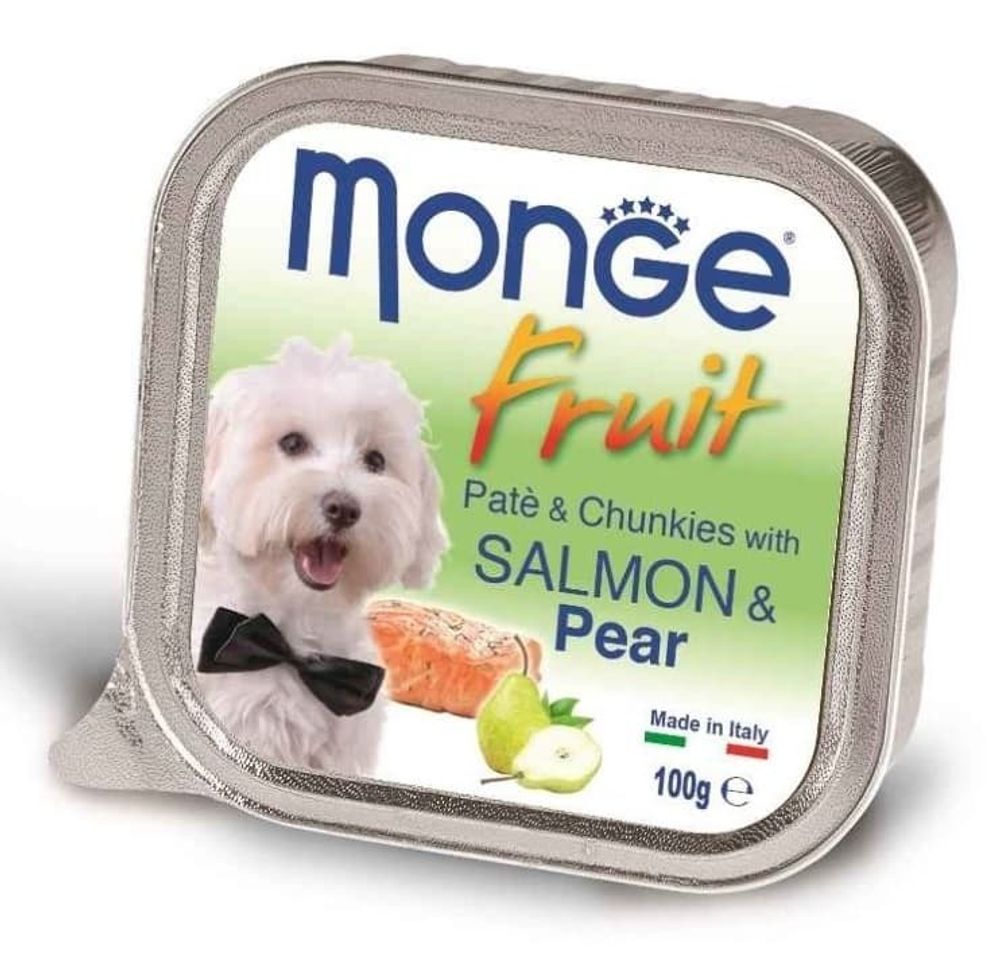 Monge Dog 100г. Fruit консервы для собак лосось с грушей