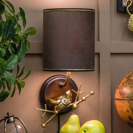 Бра настенный светильник Терра Каштан правое Амбер с абажуром Терра Шоколад