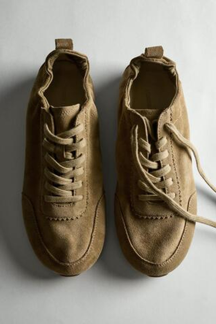 Massimo Dutti Кроссовки из мягкой кожи, верблюжий