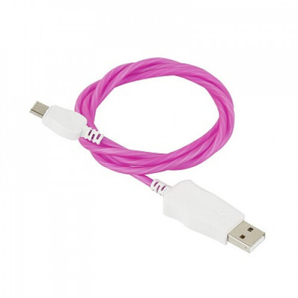 Кабель USB/Micro светящийся голос.упр. Full Power pink