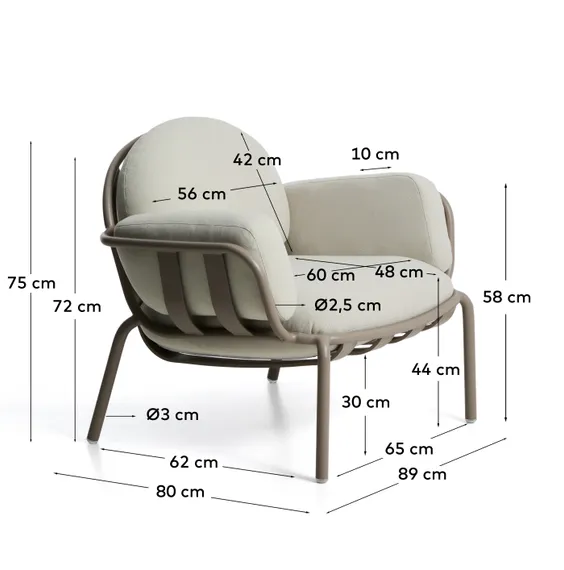 Уличное кресло Joncols из алюминия цвета таупе