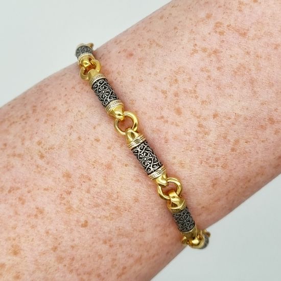 Браслет литой 4 мм. "Орнамент с крестом"