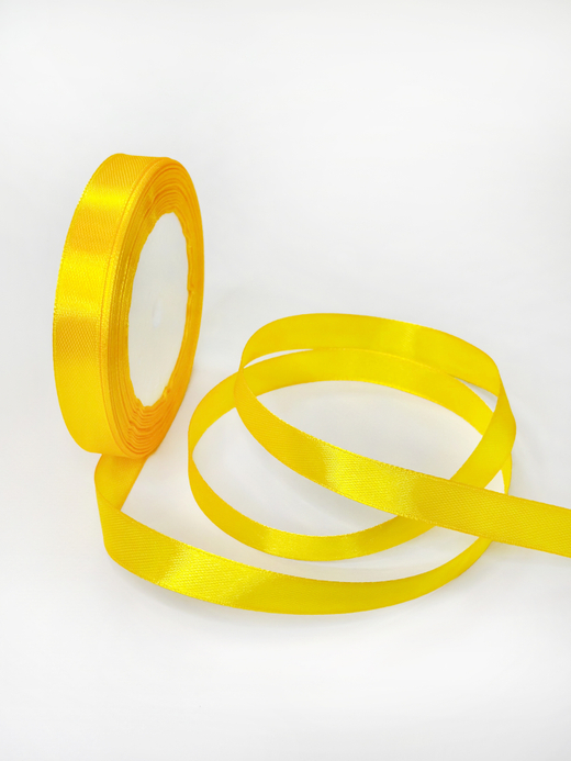 Атласная лента 12 мм (25 ярд)  цвет желтый