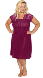 Сорочка из эластичной микрофибры с лифом из кружевного полотна (Размер: S) (Цвет: телесный)