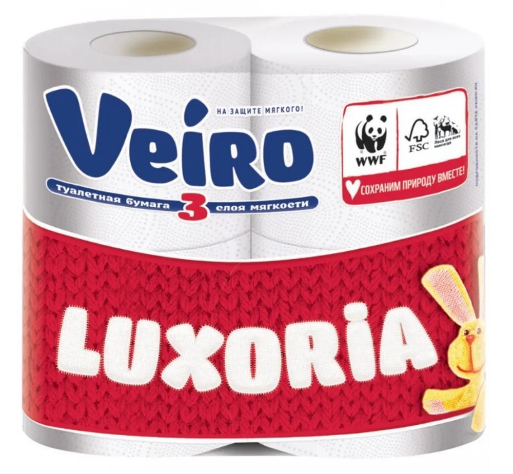 Veiro Туалетная бумага Luxoria 3-х слойная белая 4 шт *10 / 480