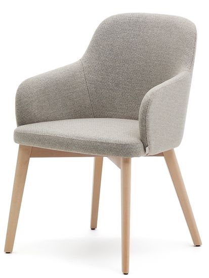 Стул Nelida из коричневой синели с ножками в натуральной отделке