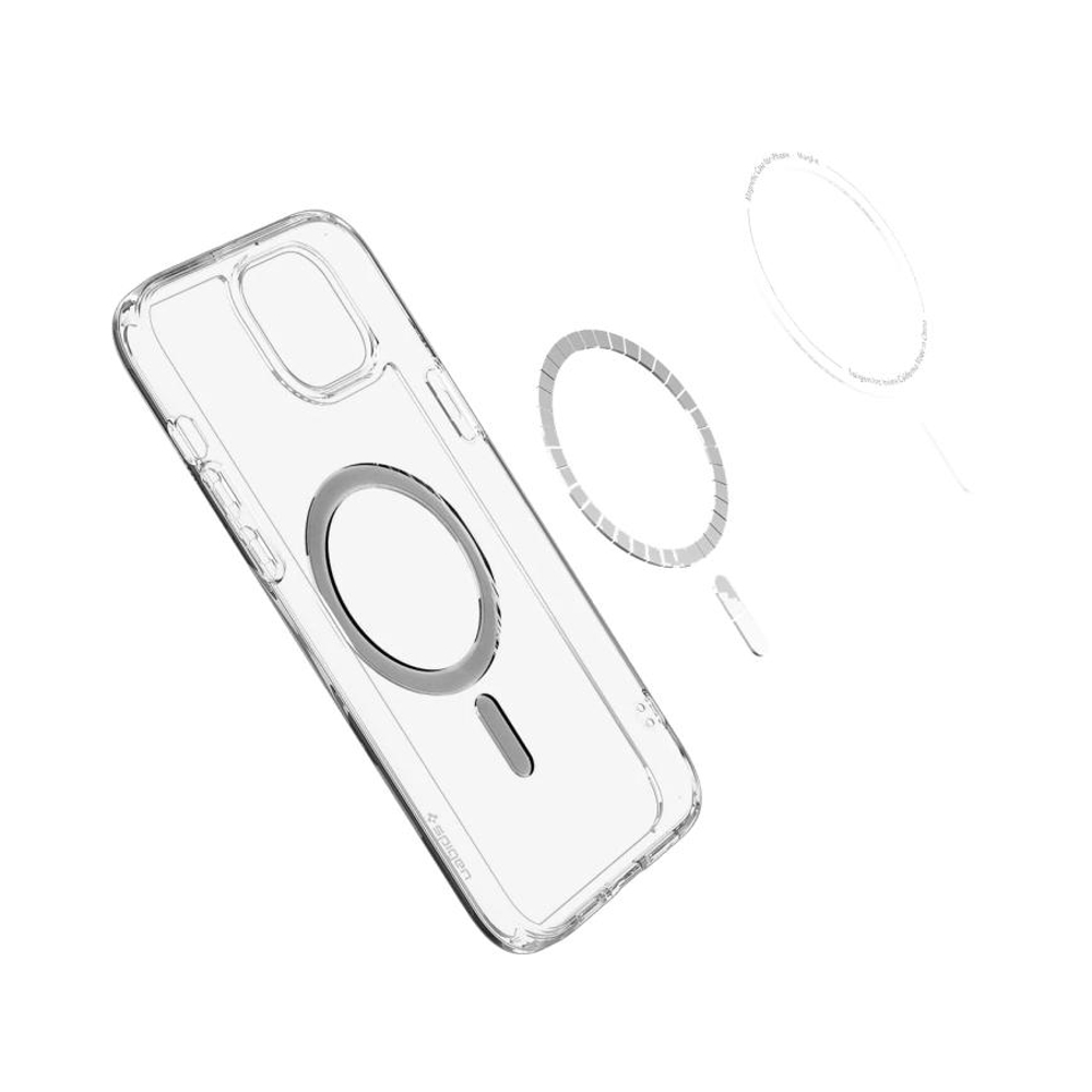 Прозрачный чехол с поддержкой MagSafe Spigen Ultra Hybrid (Mag Fit) для iPhone 15 Тонкий гибридный поликарбонатный чехол с повышенным уровнем защиты при падении