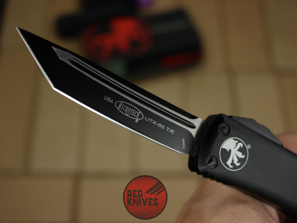 Нож Microtech UTX-85 T/E - черная рукоять, танто клинок, черный RK-392
