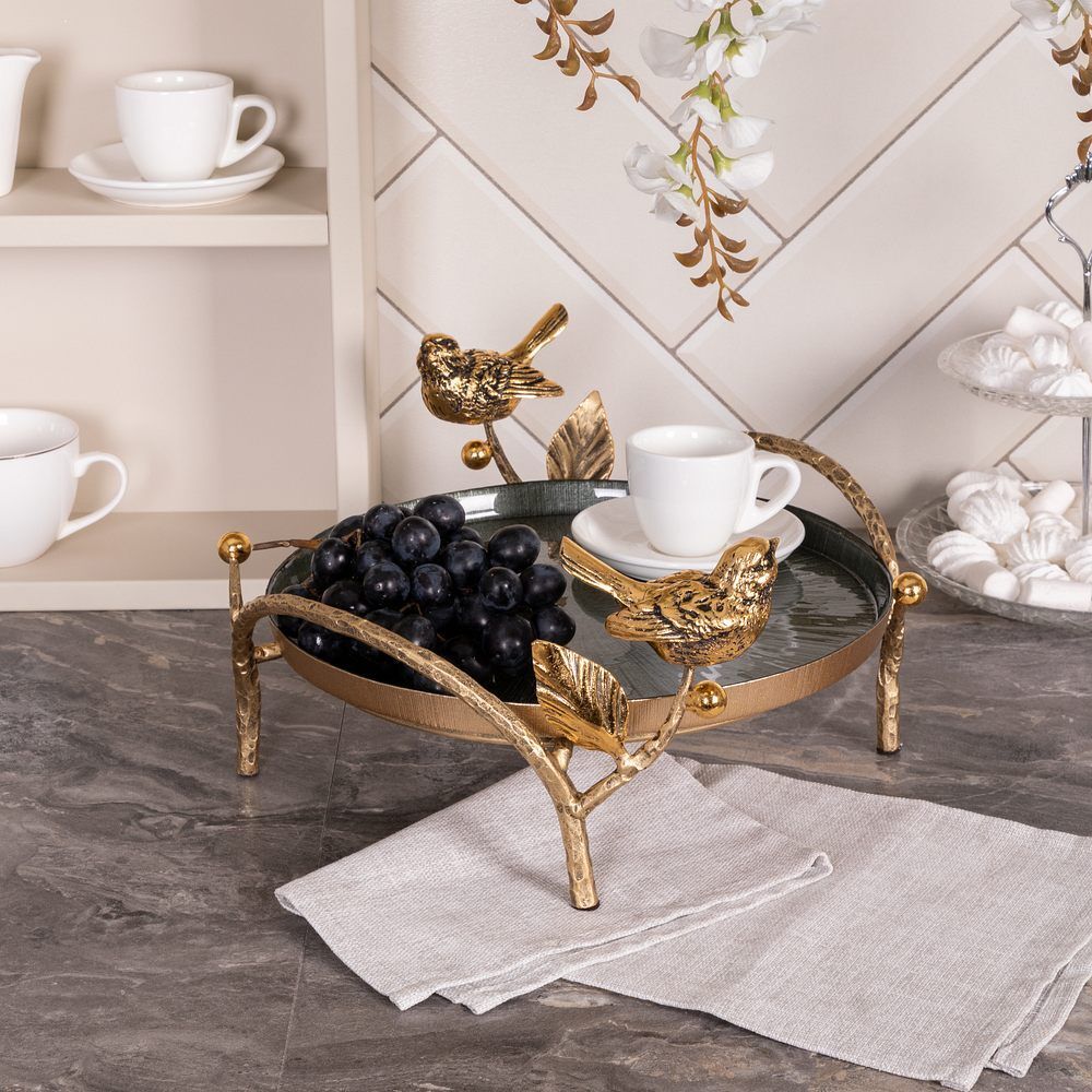 Фруктовница-конфетница Терра (поднос) Бронза Зеленый