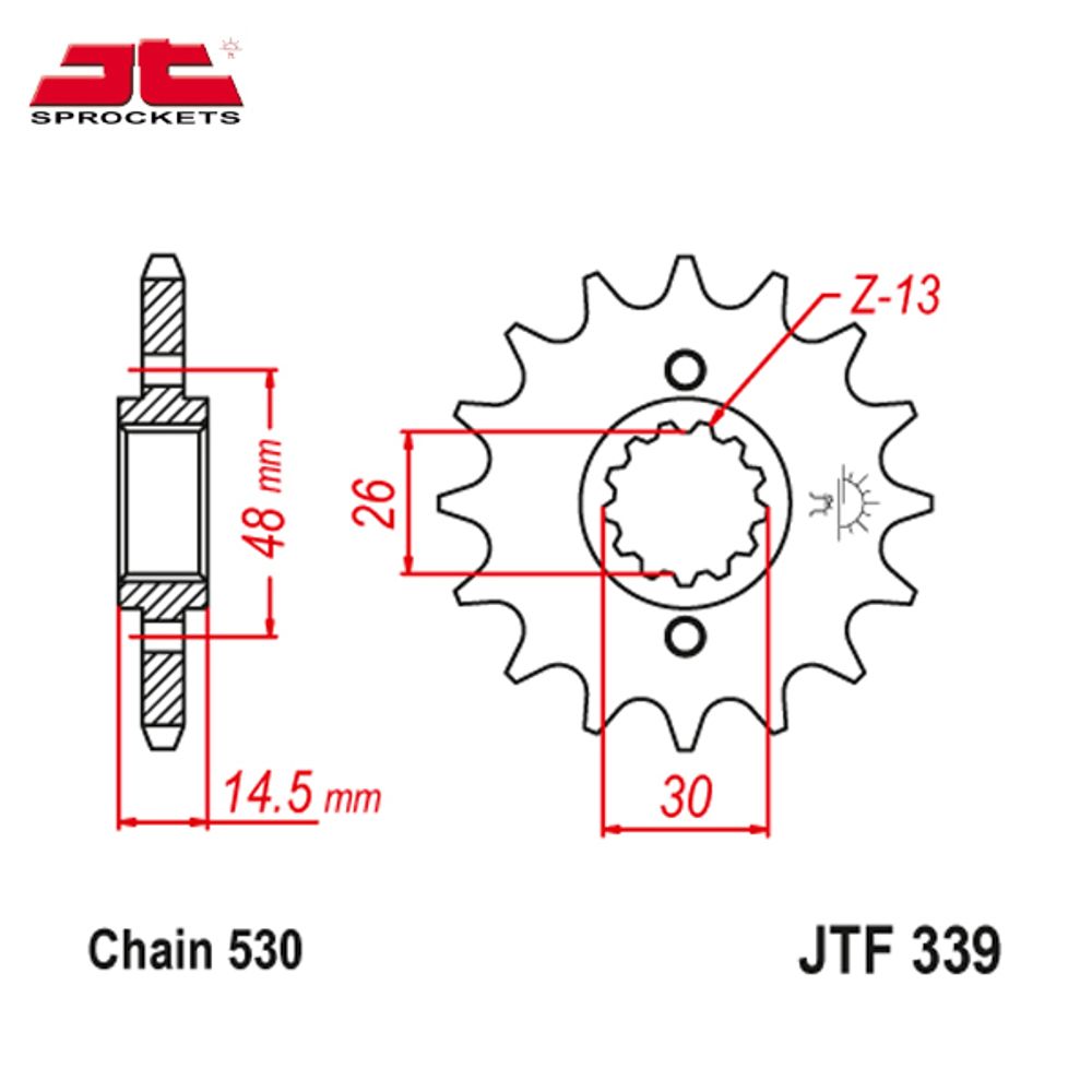 JT JTF339.17RB звезда передняя (ведущая), 17 зубьев